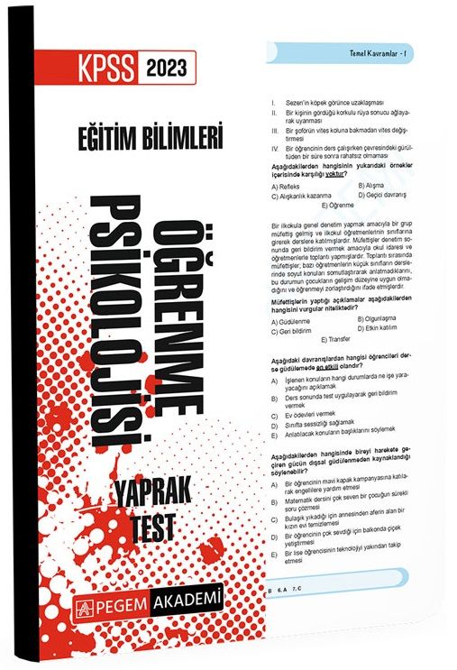 SÜPER FİYAT - Pegem 2023 KPSS Eğitim Bilimleri Öğrenme Psikolojisi Yaprak Test Pegem Akademi Yayınları