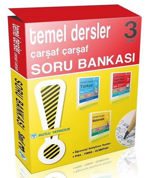 Mutlu 3. Sınıf Temel Dersler Çarşaf Çarşaf Soru Bankası 3 Kitap Set Mutlu Yayınları