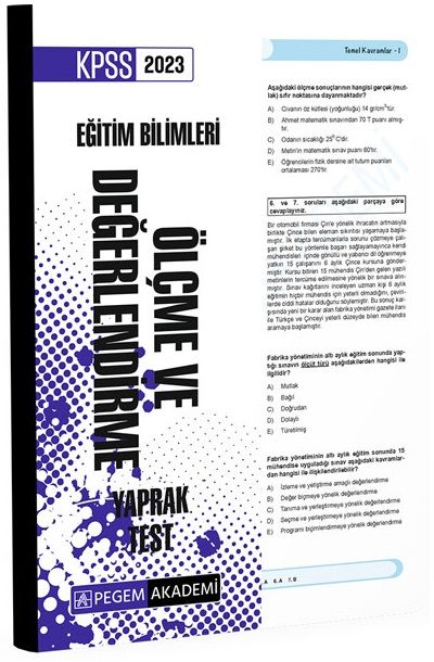 SÜPER FİYAT - Pegem 2023 KPSS Eğitim Bilimleri Ölçme ve Değerlendirme Yaprak Test Pegem Akademi Yayınları