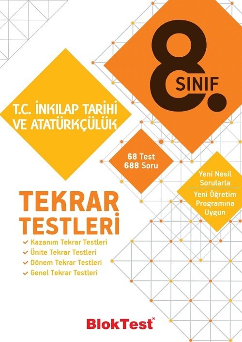 Blok Test 8. Sınıf TC İnkılap Tarihi ve Atatürkçülük Tekrar Testleri Blok Test Yayınları