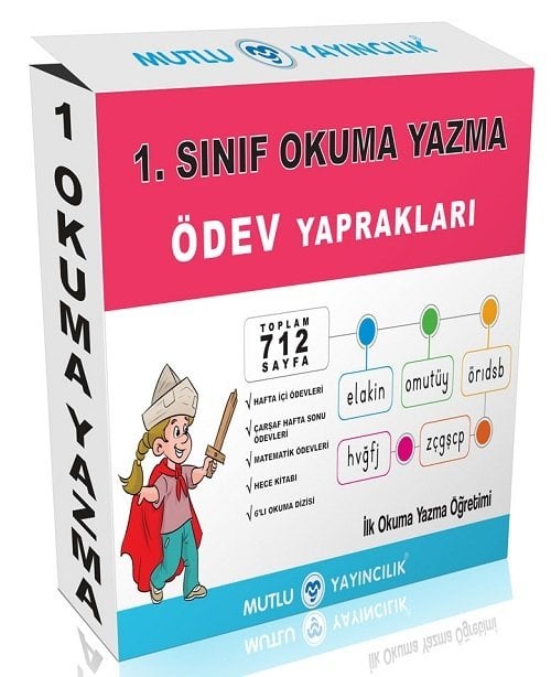 Mutlu 1. Sınıf Okuma Yazma Ödev Yaprakları Seti Mutlu Yayınları