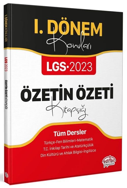 Editör 2023 8. Sınıf LGS Tüm Dersler 1. Dönem Özetin Özeti Kitapçığı Editör Yayınları