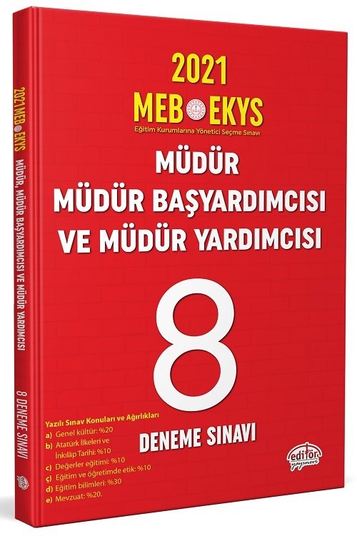 Editör 2021 MEB EKYS Müdür ve Yardımcılığı 8 Deneme Editör Yayınları