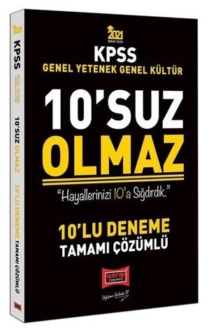 Yargı 2021 KPSS Genel Yetenek Genel Kültür 10 suz Olmaz 10 Deneme Çözümlü Yargı Yayınları