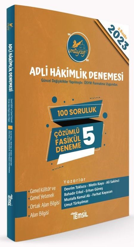 Temsil 2023 Adli Hakimlik İMTİYAZ Fasikül 5 Deneme Çözümlü 2. Baskı Temsil Yayınları