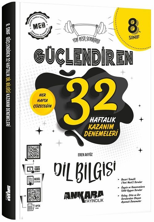 Ankara Yayıncılık 8. Sınıf Dil Bilgisi Güçlendiren 32 Haftalık Kazanım Denemeleri Ankara Yayıncılık