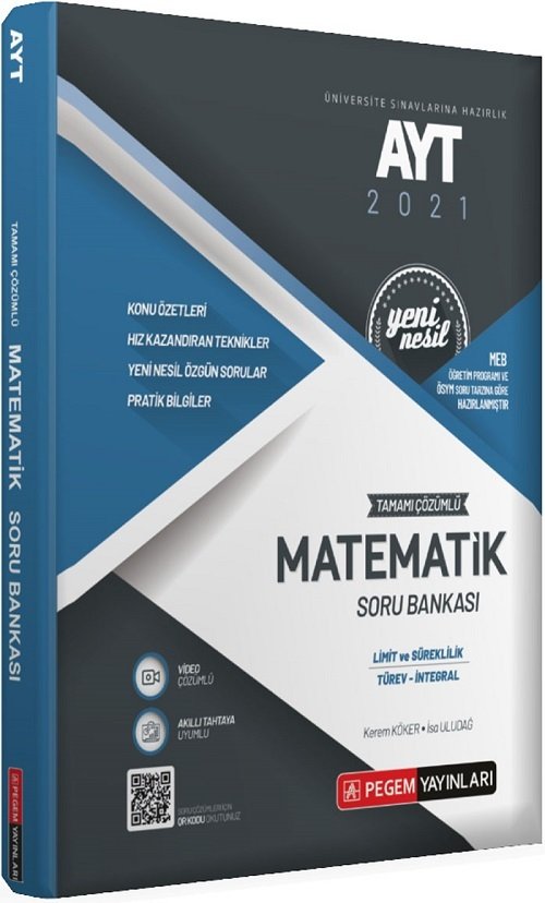 Pegem 2021 YKS AYT Matematik Limit-Süreklilik-Türev-İntegral Soru Bankası Pegem Akademi Yayınları