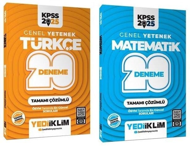 Yediiklim 2025 KPSS Türkçe+Matematik 40 Deneme 2 li Set Yediiklim Yayınları