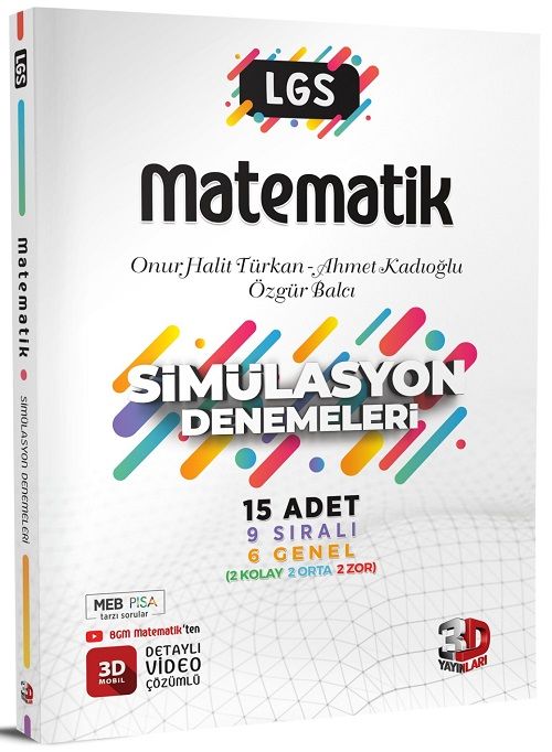 3D Yayınları LGS Matematik Simülasyon 15 Deneme Video Çözümlü 3D Yayınları