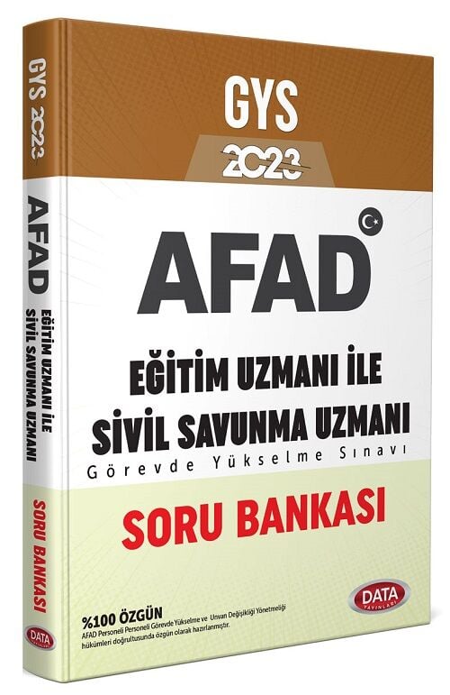 Data 2023 GYS AFAD Eğitim ve Sivil Savunma Uzmanı Soru Bankası Görevde Yükselme Data Yayınları