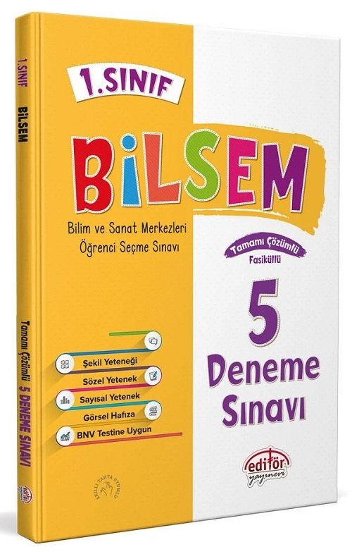 Editör 1. Sınıf Bilsem Hazırlık 5 Deneme Editör Yayınları