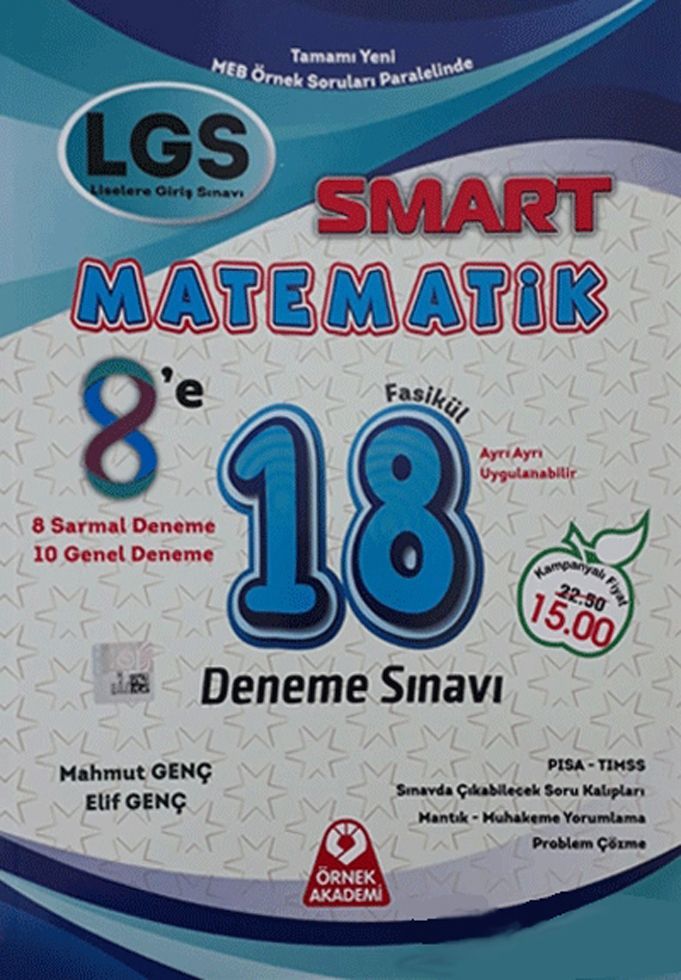 SÜPER FİYAT - Örnek Akademi LGS Smart Matematik 18 Deneme Sınavı Örnek Akademi Yayınları