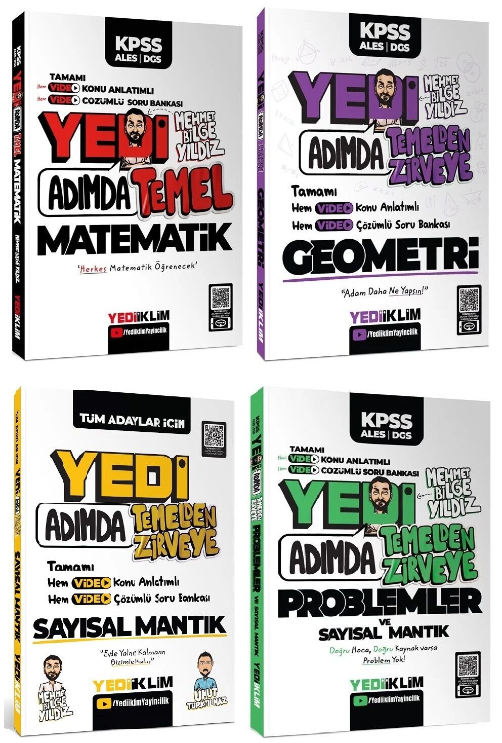 Yediiklim 2025 KPSS DGS ALES TYT 7 Yedi Adımda Matematik+Geometri+Sayısal Mantık+Problemler Konu Anlatımlı Soru Bankası 4 lü Set - Mehmet Bilge Yıldız Yediiklim Yayınları