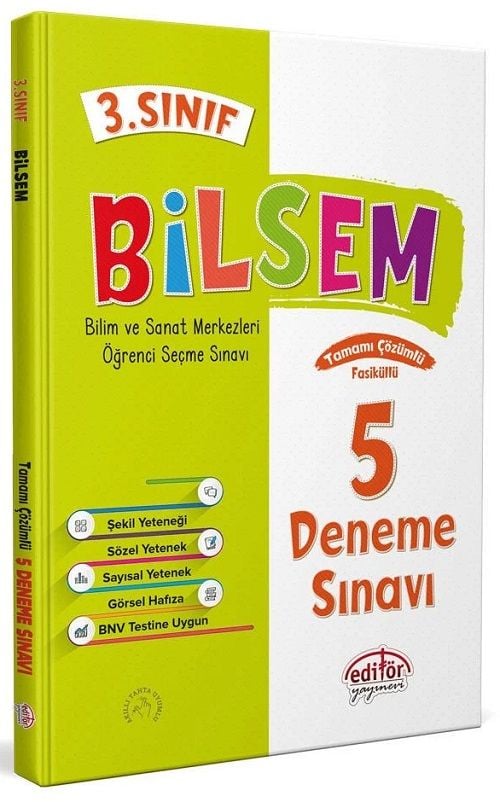 Editör 3. Sınıf Bilsem Hazırlık 5 Deneme Editör Yayınları