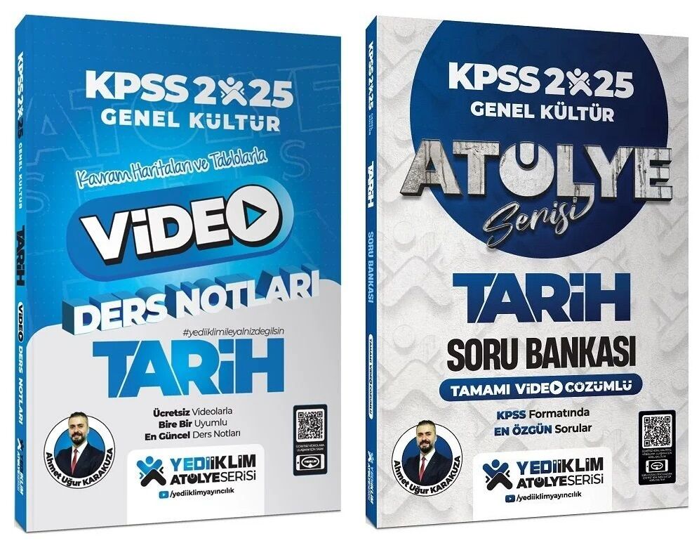 Yediiklim 2025 KPSS Tarih Atölye Video Ders Notları + Soru Bankası 2 li Set - Ahmet Uğur Karakuza Yediiklim Yayınları