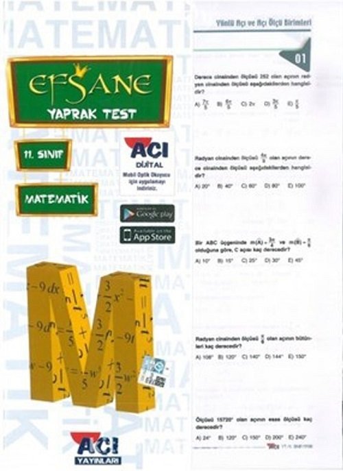 Açı Yayınları 11. Sınıf Matematik Yaprak Test Açı Yayınları