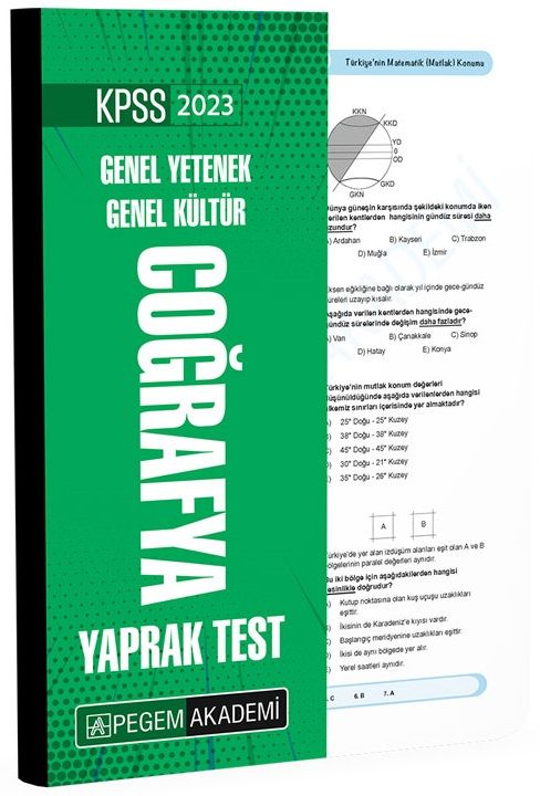 SÜPER FİYAT - Pegem 2023 KPSS Coğrafya Yaprak Test Pegem Akademi Yayınları