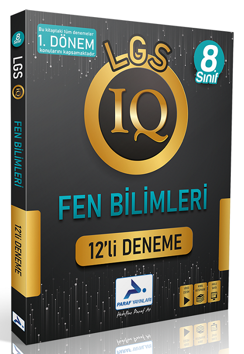 Paraf 8. Sınıf LGS Fen Bilimleri 1. Dönem IQ 12 li Deneme Paraf Yayınları