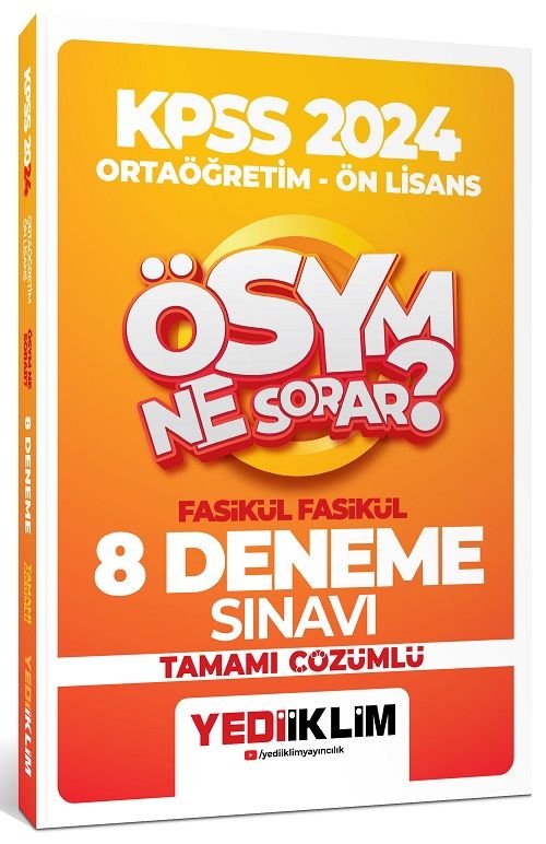 Yediiklim 2024 KPSS Lise Ortaöğretim Ön Lisans ÖSYM Ne Sorar 8 Deneme Çözümlü Fasikül Yediiklim Yayınları