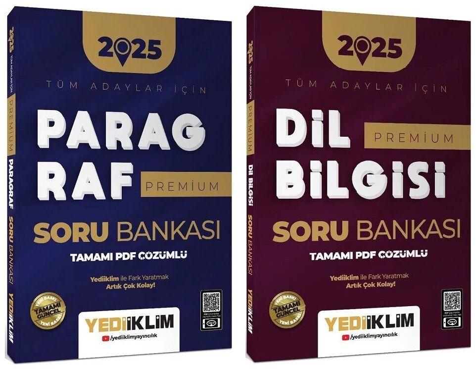 Yediiklim 2025 KPSS DGS ALES TYT AYT MSÜ Paragraf+Dil Bilgisi Premium Soru Bankası 2 li Set Yediiklim Yayınları