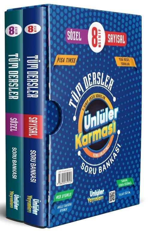 Ünlüler 8. Sınıf Tüm Dersler Sayısal-Sözel Konu Özetli Soru Bankası Seti Ünlüler Karması