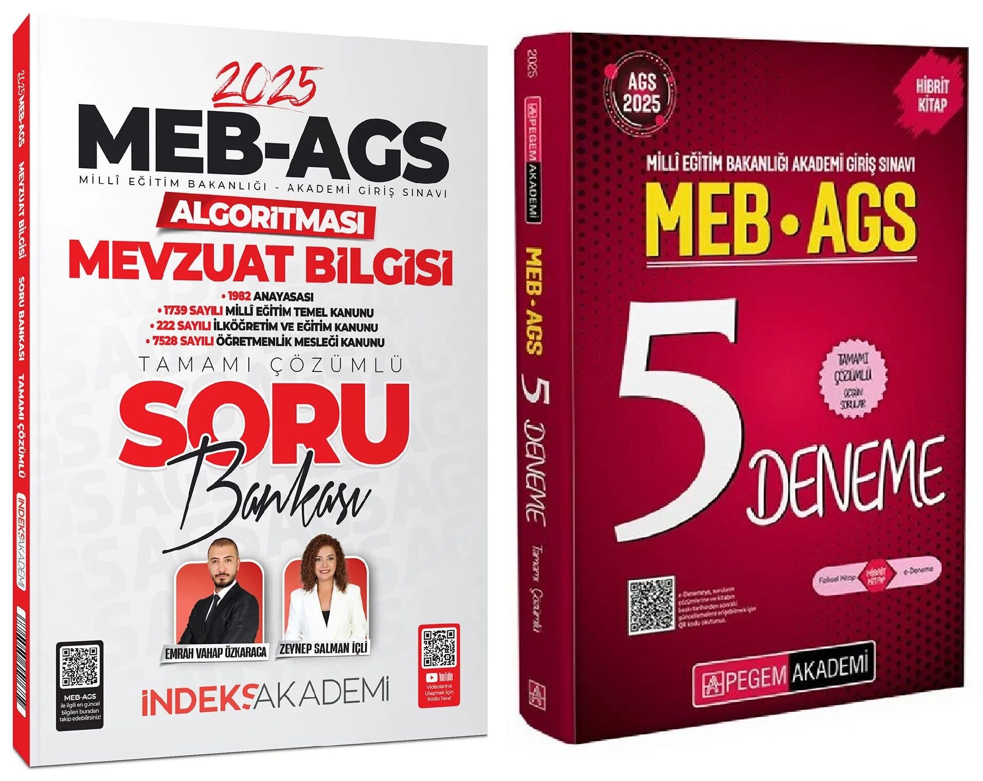 Pegem 2025 MEB-AGS 5 Deneme + İndeks Mevzuat Bilgisi Soru Bankası 2 li Set Pegem Akademi + İndeks Yayınları