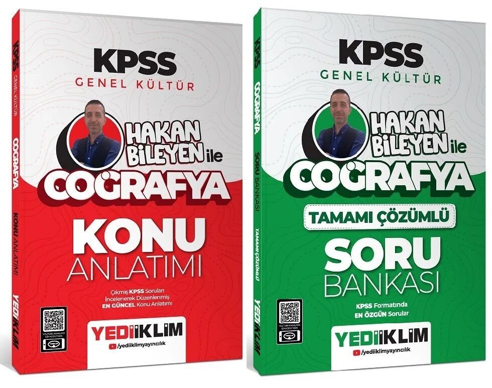 Yediiklim 2025 KPSS Coğrafya Konu + Soru Bankası 2 li Set - Hakan Bileyen Yediiklim Yayınları