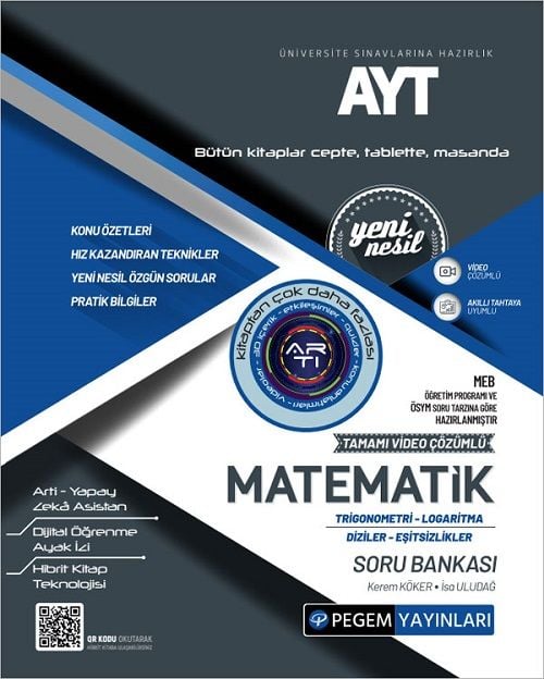 Pegem YKS AYT Matematik Trigonometri-Logaritma-Diziler-Eşitsizlikler Soru Bankası Pegem Akademi Yayınları