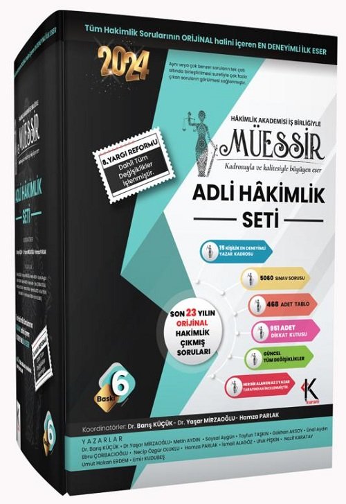 Kuram 2024 MÜESSİR Adli Hakimlik Çıkmış Soru Bankası Seti Çözümlü 6. Baskı Kuram Kitap Yayınları