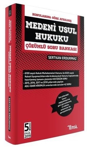 Temsil Yayınları KARAR Medeni Usul Hukuku Soru Bankası Çözümlü 5. Baskı - Sertkan Erdurmaz Temsil Yayınları