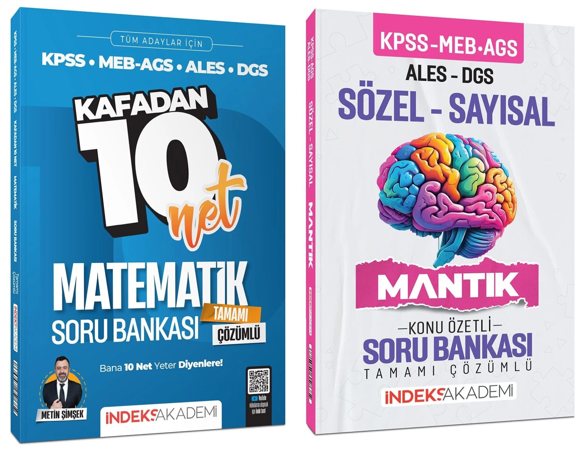 İndeks Akademi 2025 KPSS MEB-AGS ALES DGS Matematik Kafadan 10 Net + Sözel-Sayısal Mantık Soru Bankası 2 li Set - Metin Şimşek İndeks Akademi Yayıncılık