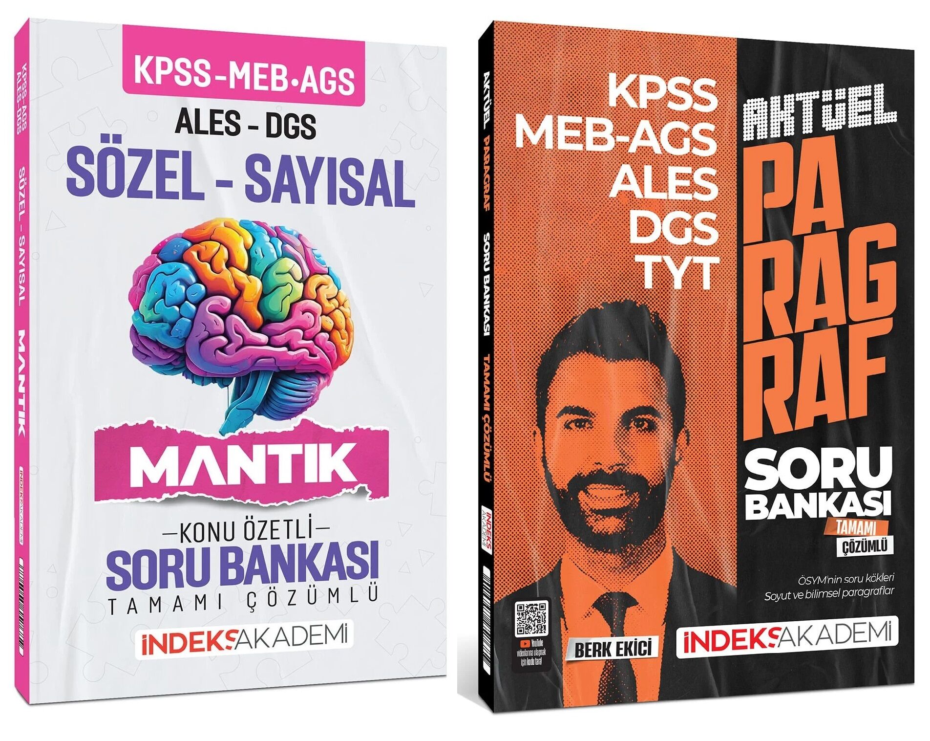 İndeks Akademi 2025 KPSS MEB-AGS ALES DGS TYT Aktüel Paragraf + Sözel-Sayısal Mantık Soru Bankası 2 li Set - Berk Ekici İndeks Akademi Yayıncılık