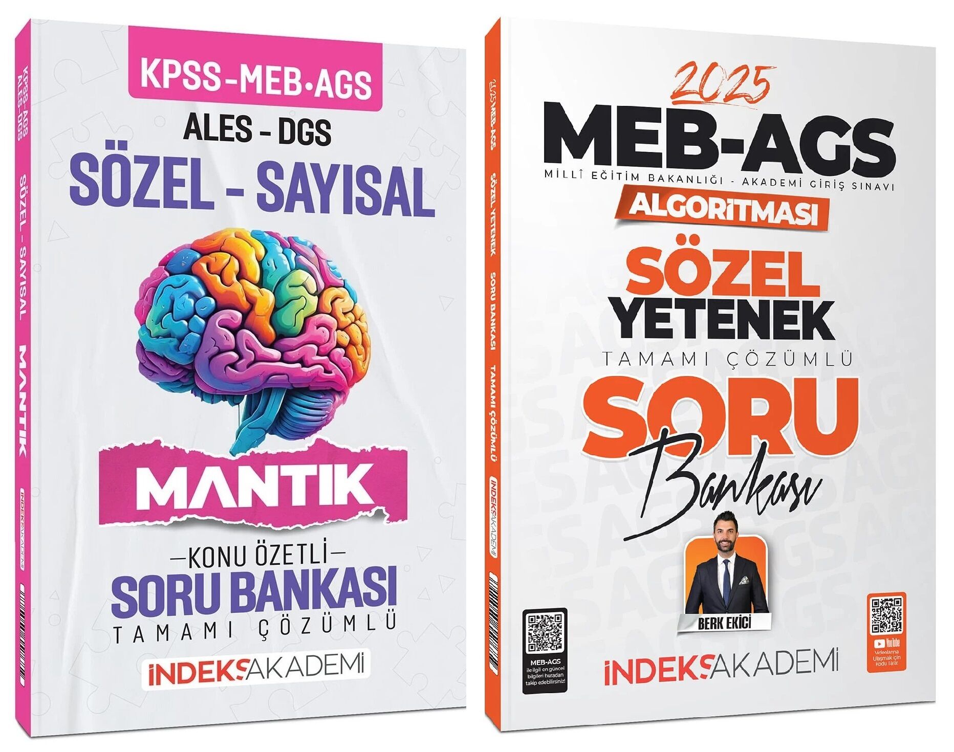 İndeks Akademi 2025 MEB-AGS Algoritması Sözel + Sayısal Mantık Soru Bankası 2 li Set - Berk Ekici İndeks Akademi Yayıncılık