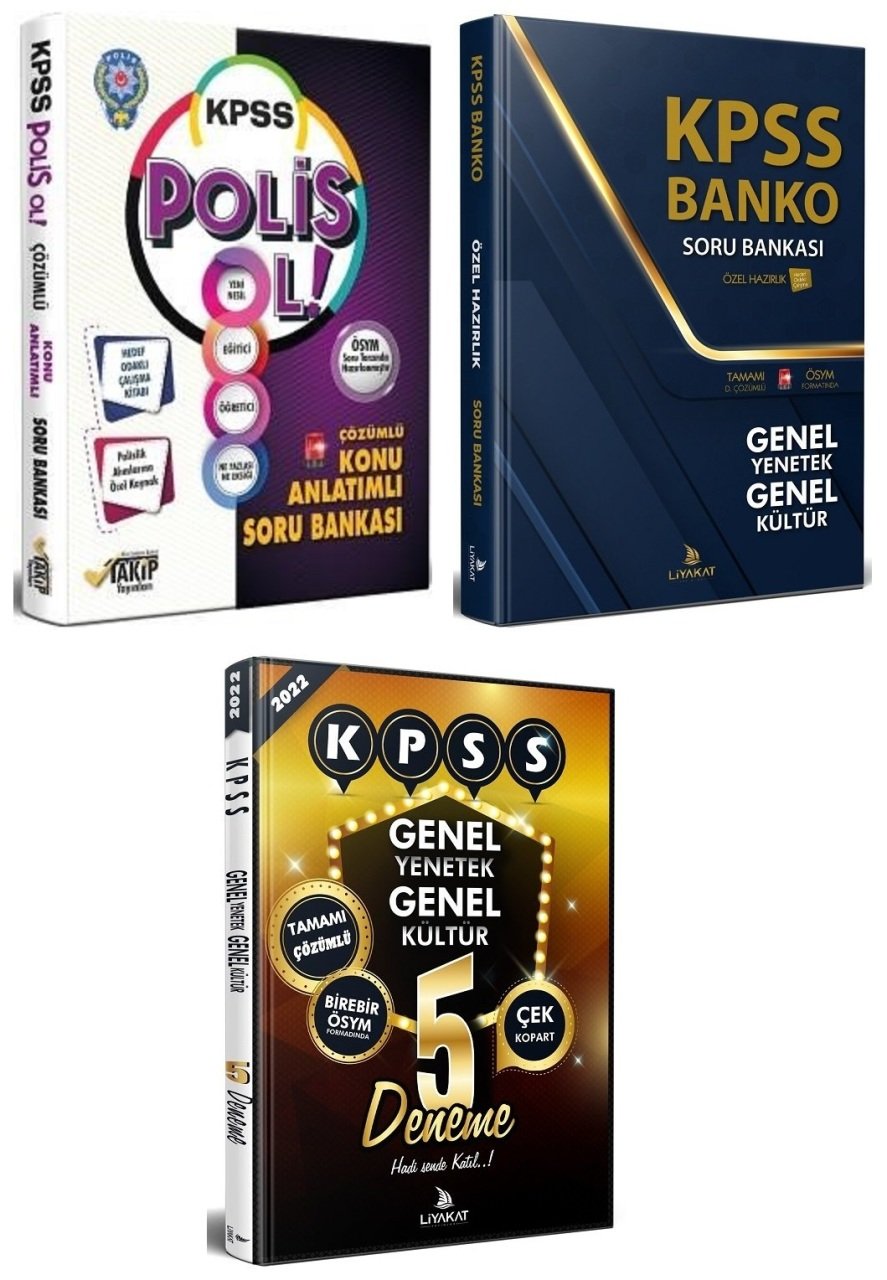 Liyakat KPSS POLİS OL Soru+GYGK 5 Deneme+GYGK Banko Soru 3 lü Set Liyakat + Takip Yayınları