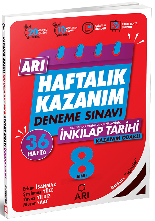 Arı Yayınları 8. Sınıf TC İnkılap Tarihi ve Atatürkçülük Haftalık Kazanım Denemeleri Arı Yayınları