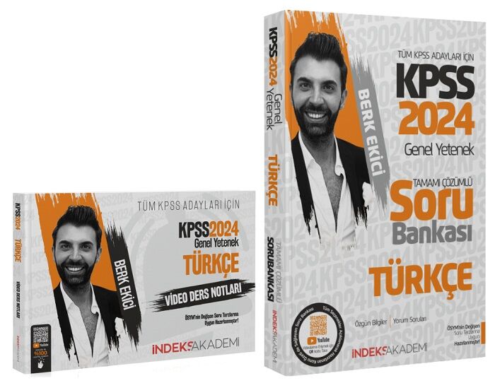 SÜPER FİYAT - İndeks Akademi 2024 KPSS Türkçe Video Ders Notları + Soru Bankası 2 li Set - Berk Ekici İndeks Akademi Yayıncılık