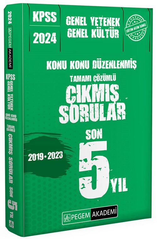 SÜPER FİYAT - Pegem 2024 KPSS Genel Yetenek Genel Kültür Çıkmış Sorular Son 5 Yıl Konularına Göre Çözümlü Pegem Akademi Yayınları