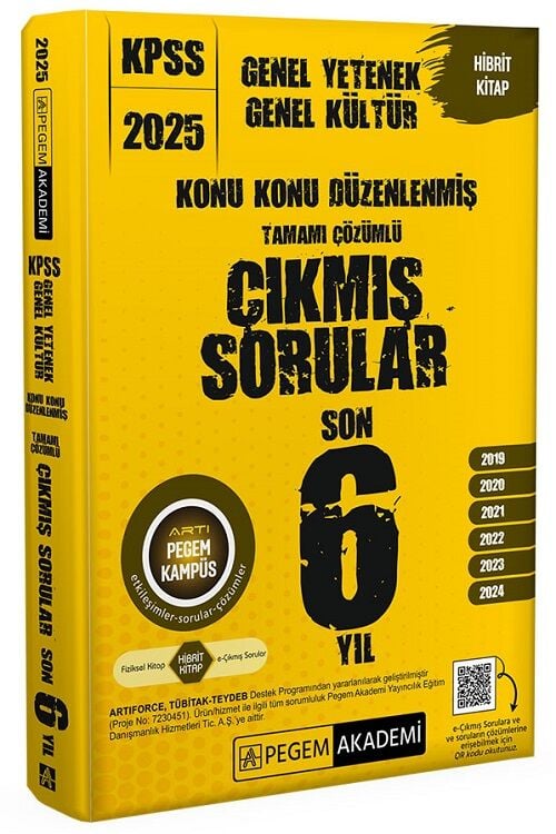 Pegem 2025 KPSS Genel Yetenek Genel Kültür Çıkmış Sorular Son 6 Yıl Konu Konu Çözümlü Pegem Akademi Yayınları