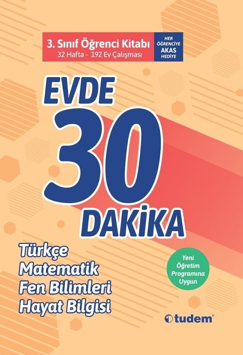 Tudem 3. Sınıf Evde 30 Dakika Öğrenci Kitabı Tudem Yayınları