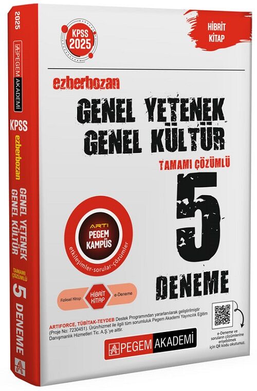 Pegem 2025 KPSS Genel Yetenek Genel Kültür Ezberbozan 5 Deneme Çözümlü Pegem Akademi Yayınları