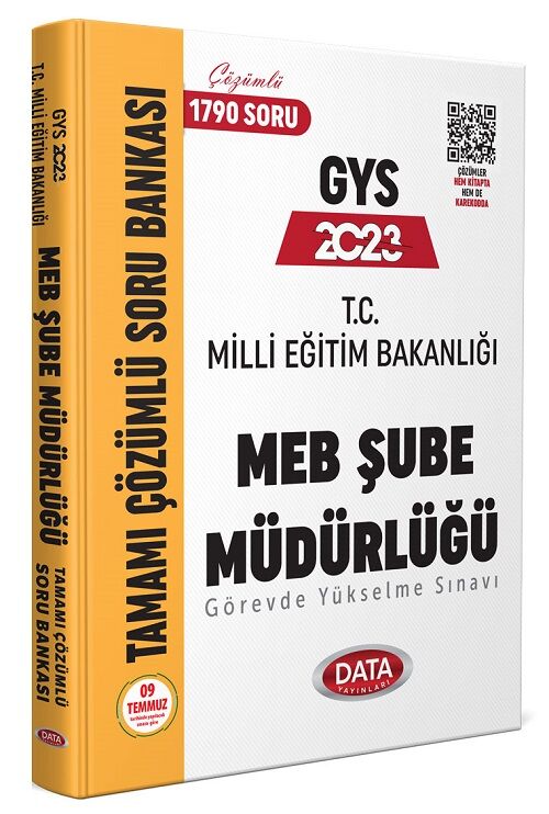 Data 2023 GYS MEB Milli Eğitim Bakanlığı Şube Müdürlüğü 1790 Soru Bankası Çözümlü Görevde Yükselme Data Yayınları