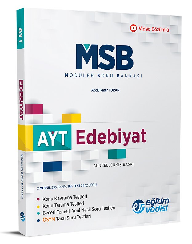 Eğitim Vadisi YKS AYT Edebiyat MSB Modüler Soru Bankası Eğitim Vadisi Yayınları