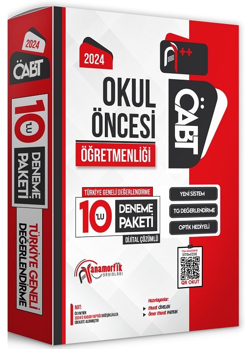 Anamorfik 2024 ÖABT Okul Öncesi Öğretmenliği Türkiye Geneli 10 Deneme Dijital Çözümlü Anamorfik Yayınları