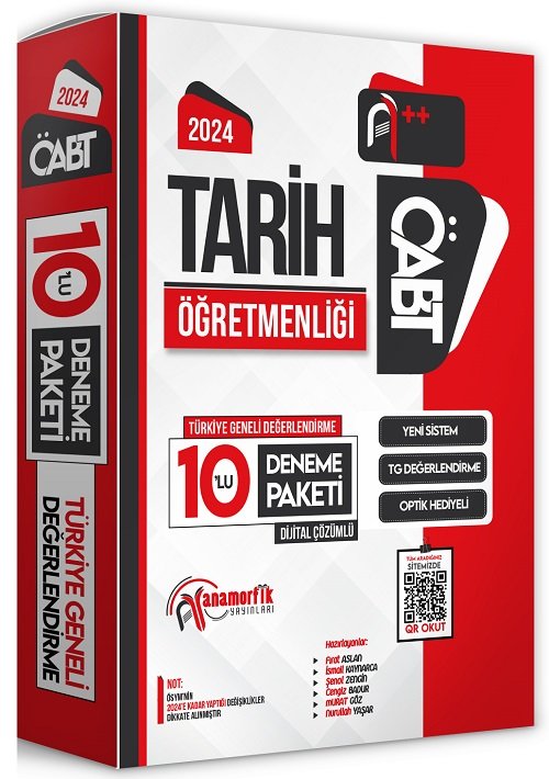 Anamorfik 2024 ÖABT Tarih Öğretmenliği Türkiye Geneli 10 Deneme Dijital Çözümlü Anamorfik Yayınları