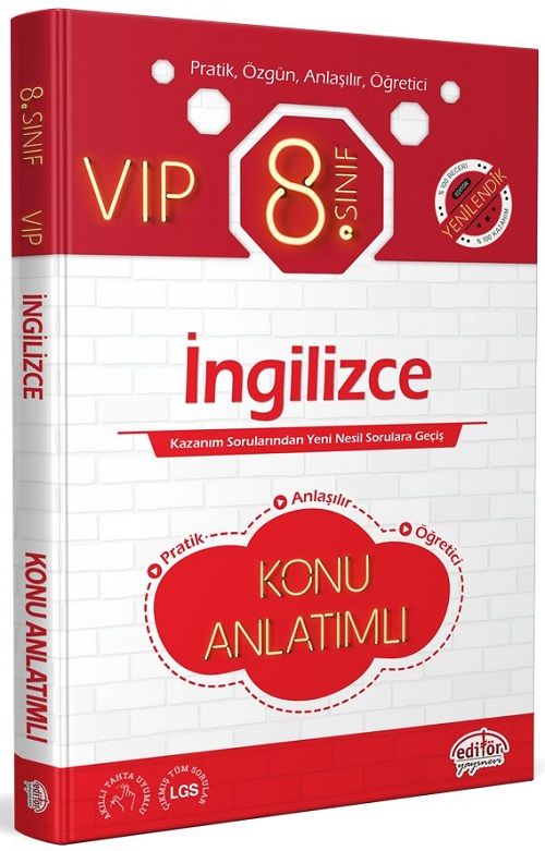 Editör 8. Sınıf VIP İngilizce Konu Anlatımlı Editör Yayınları