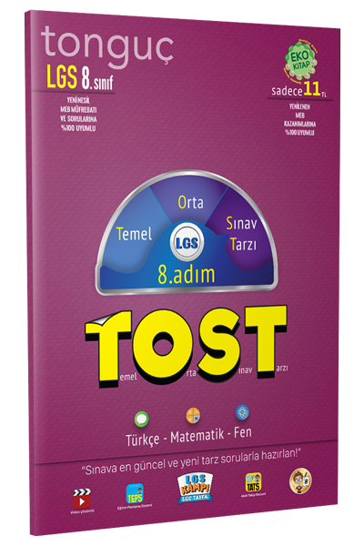 Tonguç Akademi 8. Sınıf LGS TOST 8. Adım Türkçe-Matematik-Fen Eko Kitap Tonguç Akademi