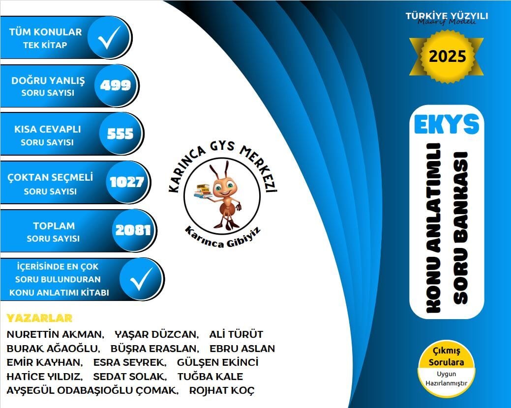 Karınca 2025 MEB EKYS Konu Anlatımlı Soru Bankası - Nurettin Akman Karınca GYS Merkezi