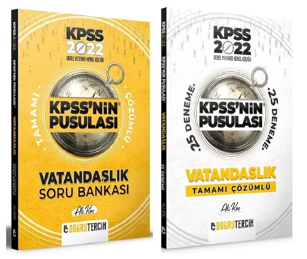 SÜPER FİYAT - Doğru Tercih 2022 KPSS nin Pusulası Vatandaşlık Soru + 25 Deneme 2 li Set Doğru Tercih Yayınları