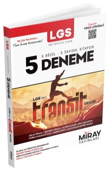 Miray 8. Sınıf LGS Tüm Dersler Transit 5 Deneme Video Çözümlü Miray Yayınları