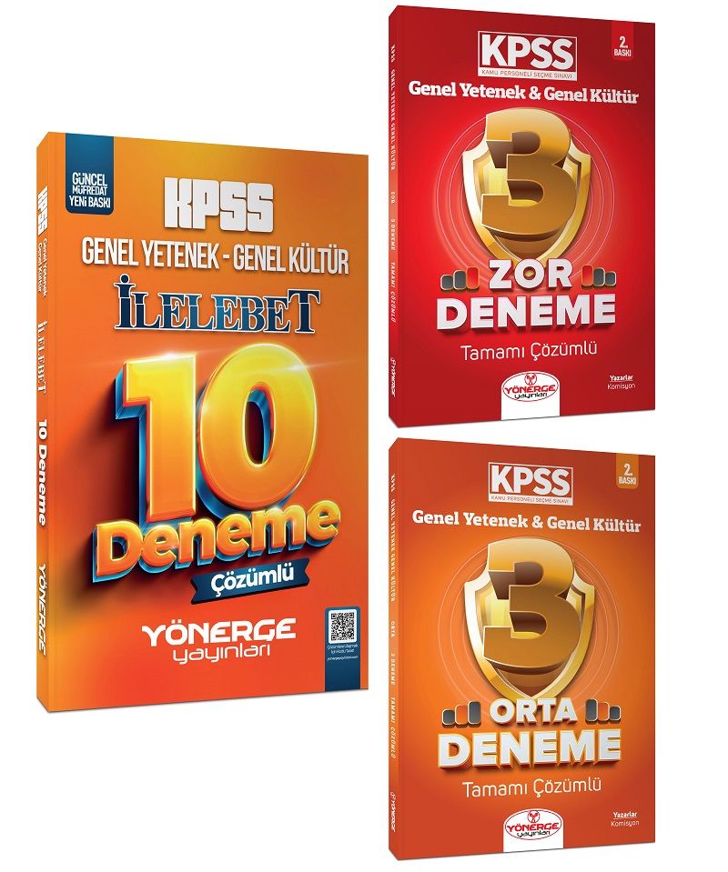 Yönerge 2023 KPSS Genel Yetenek Genel Kültür 10+3+3 Deneme 3 lü Set Yönerge Yayınları